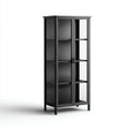 Vitrinas de metal y vidrio 80x35x180 cm negro diseño moderno