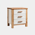 Mesitas de noche de madera y MDF 55x40x65 cm blanco y madera natural para dormitorio - diseño moderno con 3 cajones