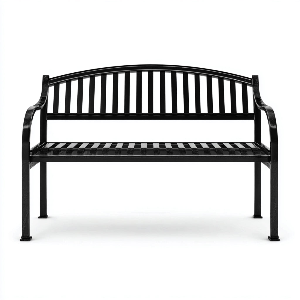 Bancos de jardín de metal 150x55x88 cm negro - diseño clásico para exterior