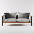 Sofás de exterior de metal y madera 180x82x78 cm - negro-natural-gris - diseño moderno de 2 plazas