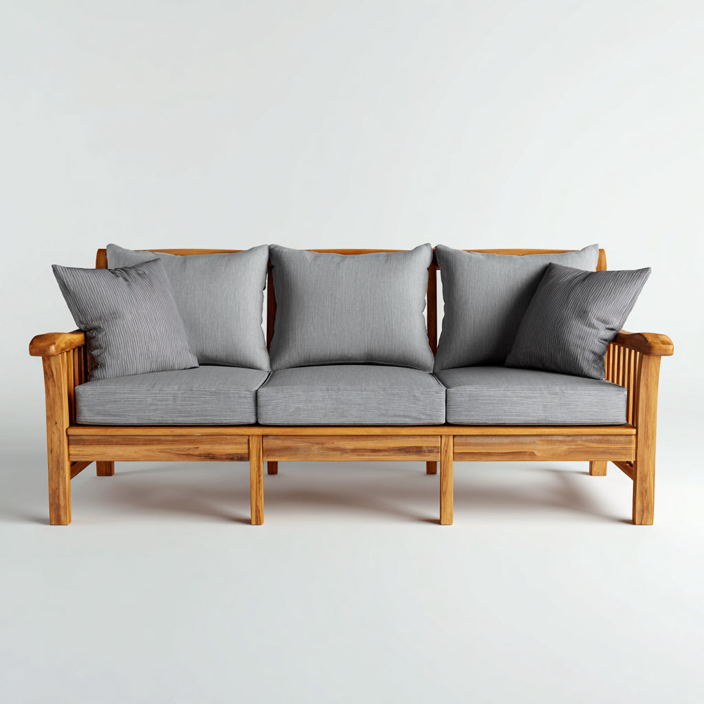 Sofás de exterior de madera 200x82x78 cm natural y gris - diseño moderno para jardín