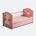 Camas infantiles de madera 160x80x80 cm rosa diseño princesa con barandillas y cajón