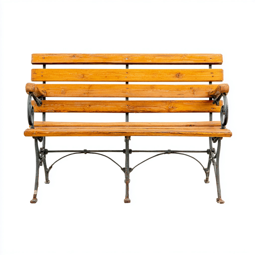 Bancos de jardín de madera y metal 145x55x82 cm marrón y gris - estilo rústico para exterior