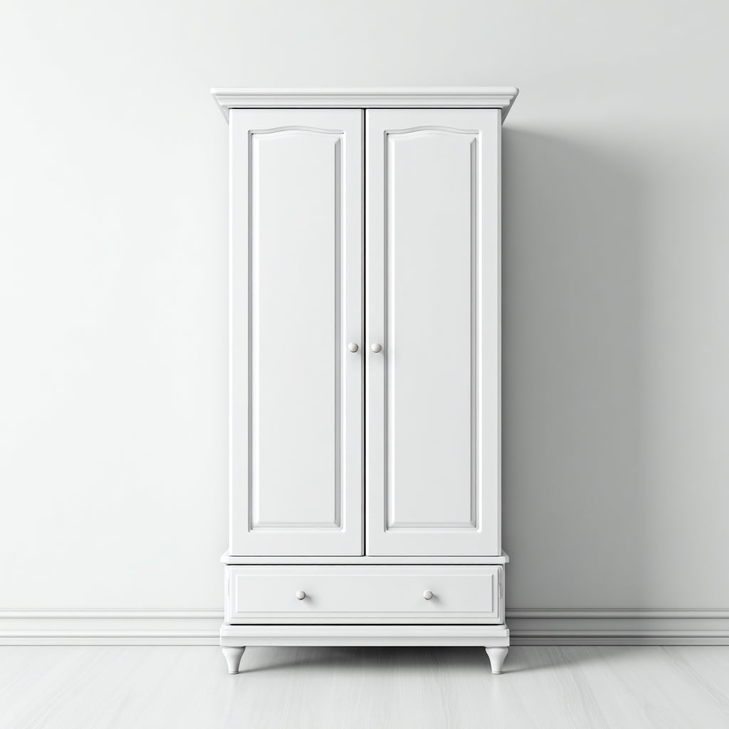 Armarios de MDF 95x50x185 cm blanco para dormitorio - diseño clásico con 2 puertas y 1 cajón
