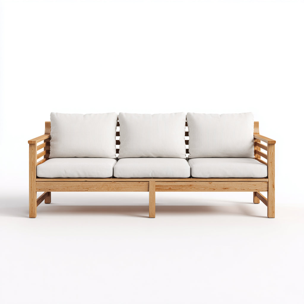 Sofás de exterior madera 3 plazas 210x80x75 cm natural - moderno y resistente para jardín