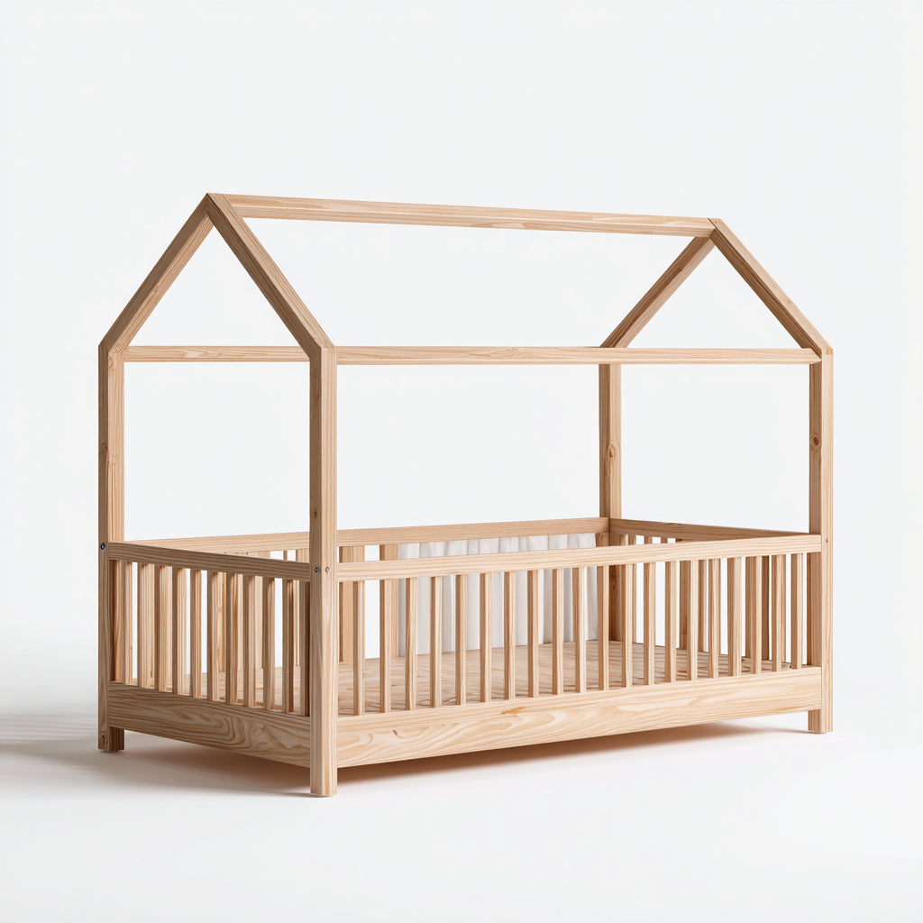 Camas infantiles de madera 200x100x155 cm natural - diseño de casa con barandillas para dormitorio