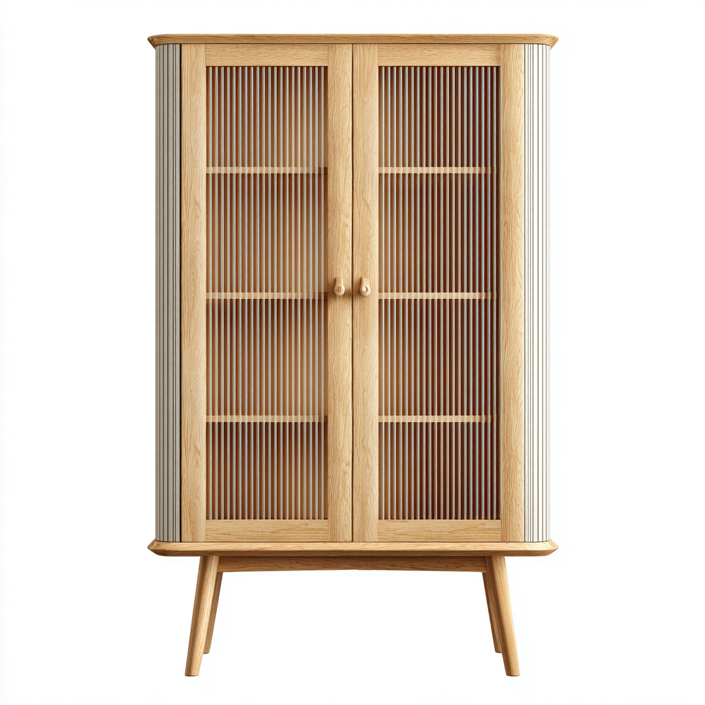 Vitrinas de madera 90x40x150 cm marrón diseño moderno con puertas acanaladas