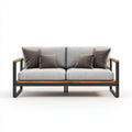 Sofás de exterior sofá de metal y madera 180x80x75 cm gris-negro-marrón diseño moderno