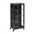Vitrinas de metal y vidrio 70x35x150 cm - negro - diseño moderno con ruedas