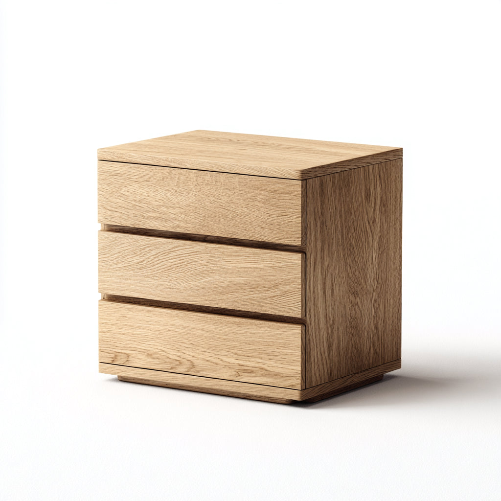 Mesitas de noche de madera 50x40x50 cm - natural - diseño moderno con 3 cajones