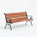 Bancos de jardín de madera y hierro 150x60x85 cm marrón-negro diseño clásico con respaldo y reposabrazos