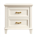 Mesitas de noche de MDF 55x40x60 cm crema y dorado para dormitorio - diseño clásico con 2 cajones