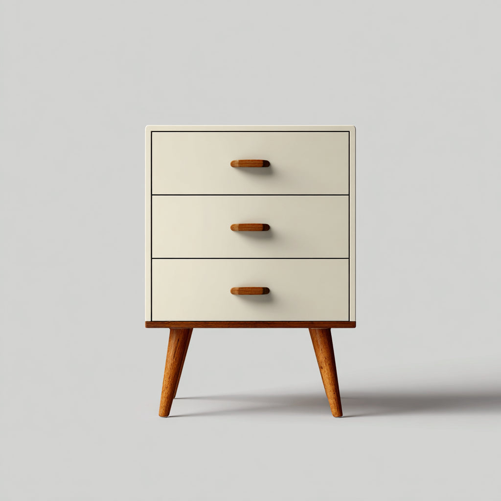 Mesitas de noche de madera 50x38x62 cm crema y natural - diseño nórdico para dormitorio